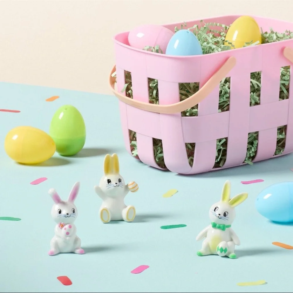 New Target Spritz 3pk Polyresin Easter Bunny Set-White, Yellow & Pink